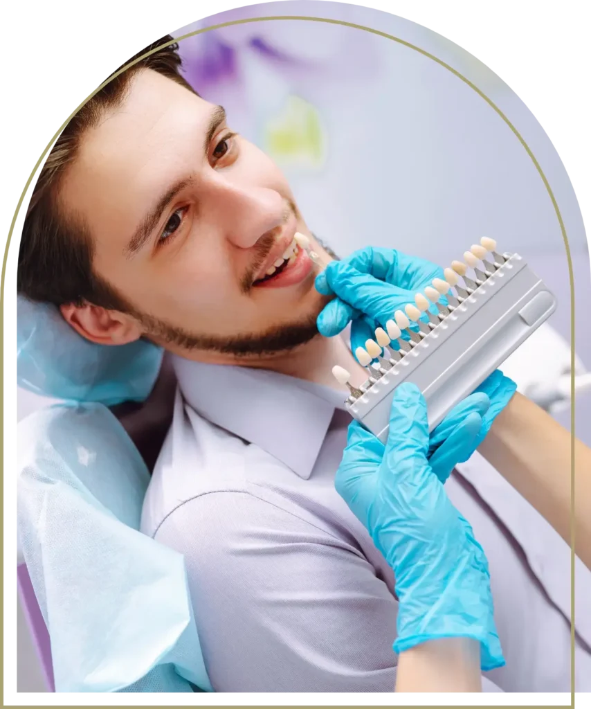 Dental bonding procedure showing shaping and polishing of composite resin on teeth